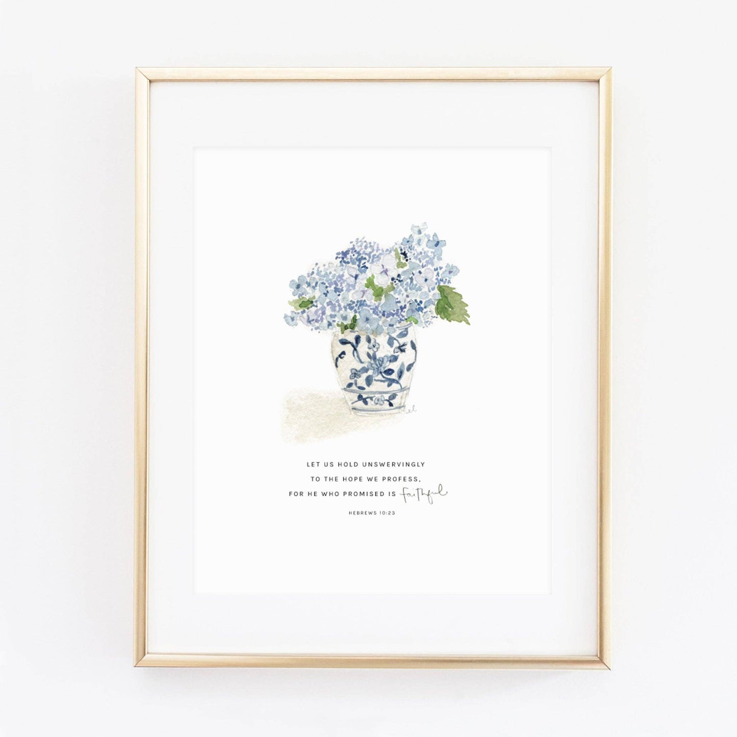 Hebrews 10:23 hydrangea bouquet scripture print