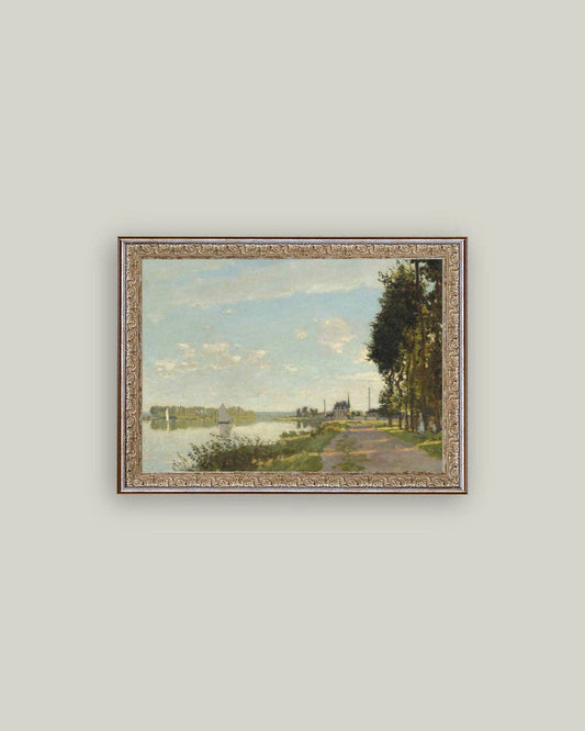 Riverside Walk Framed Antique Art: 16x12