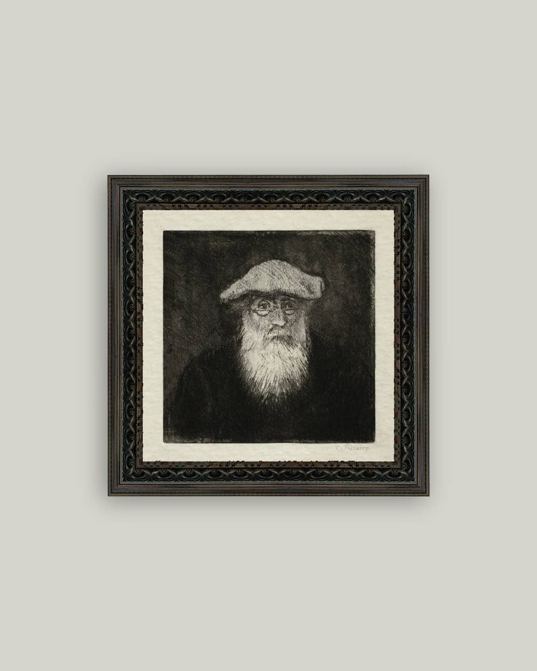 Self Portrait by Camille Pissarro Framed Antique Art : 11x11