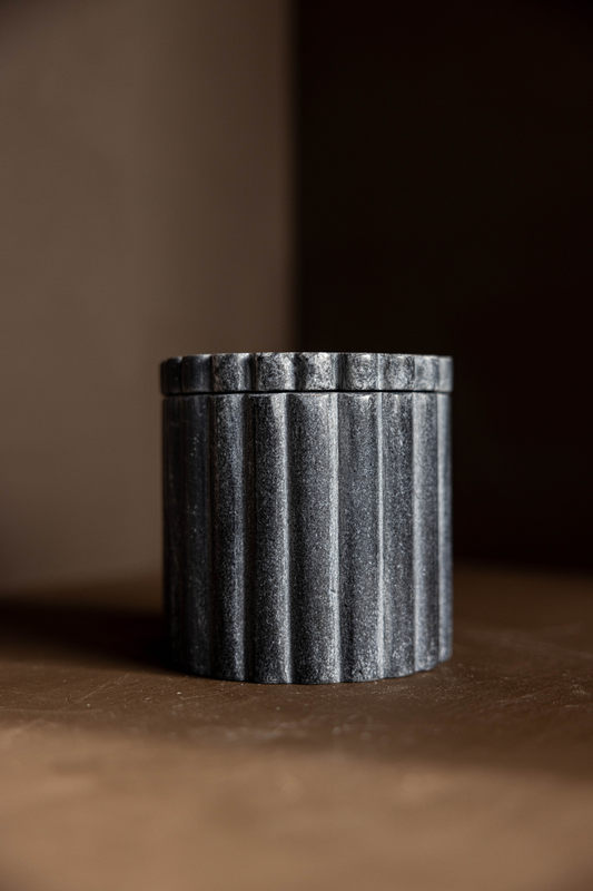 Black Marble Fluted Jar