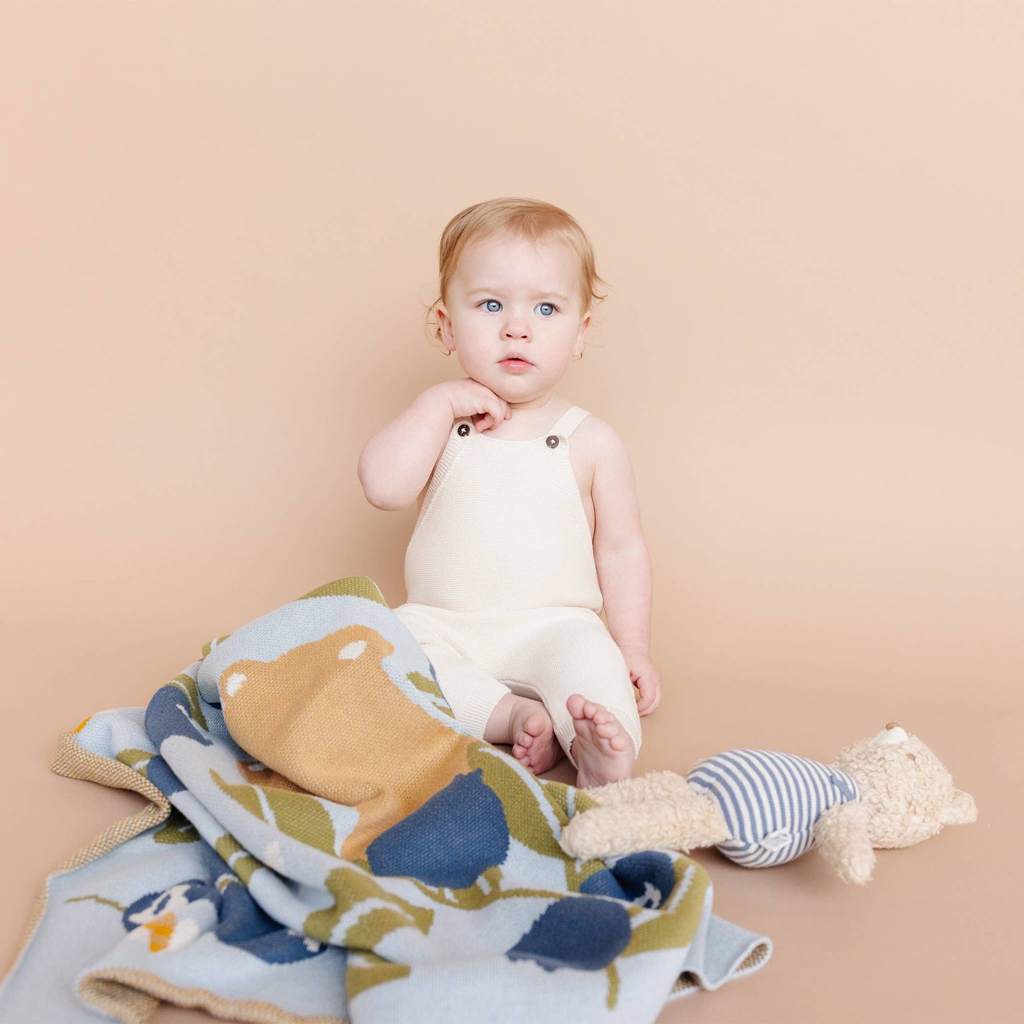 Cotton Overalls Cream Organic Baby: 3-6M