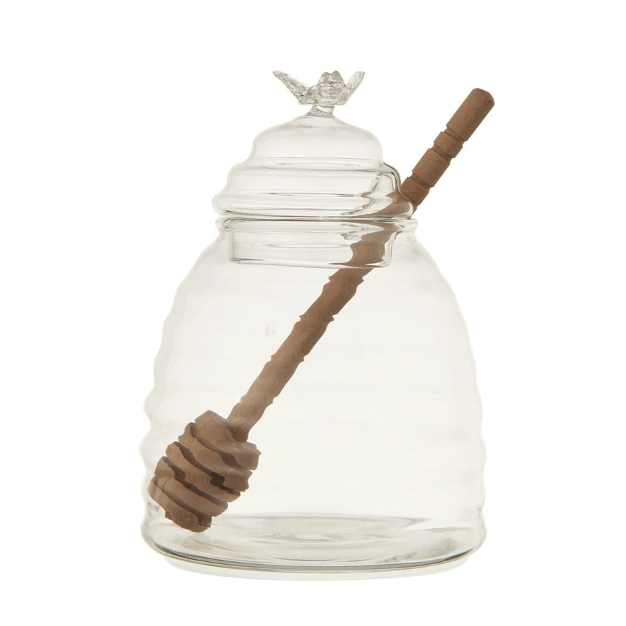 Glass Honey Jar with Honey Dipper