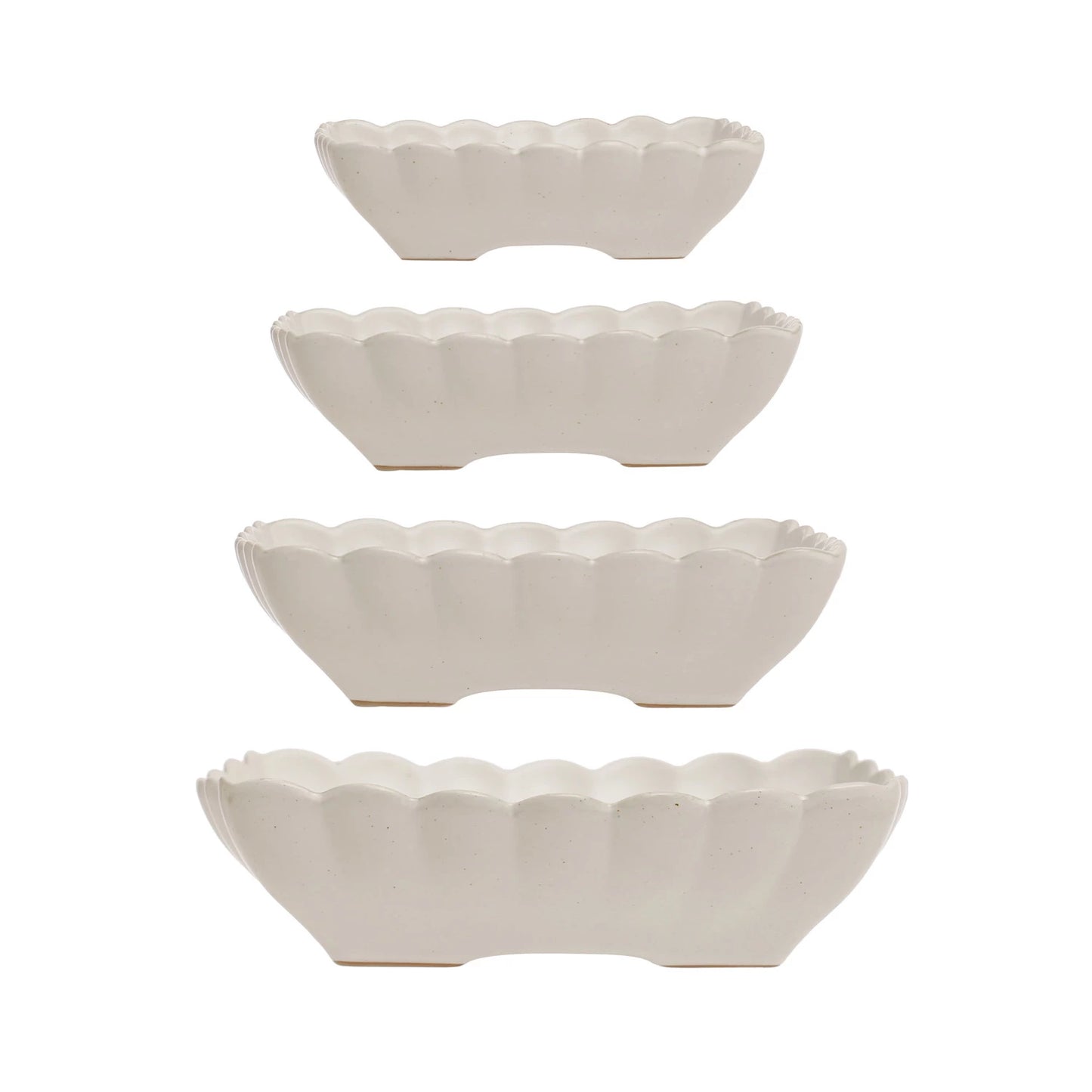 Scalloped Edge Stoneware Serving Dishes Set of 4