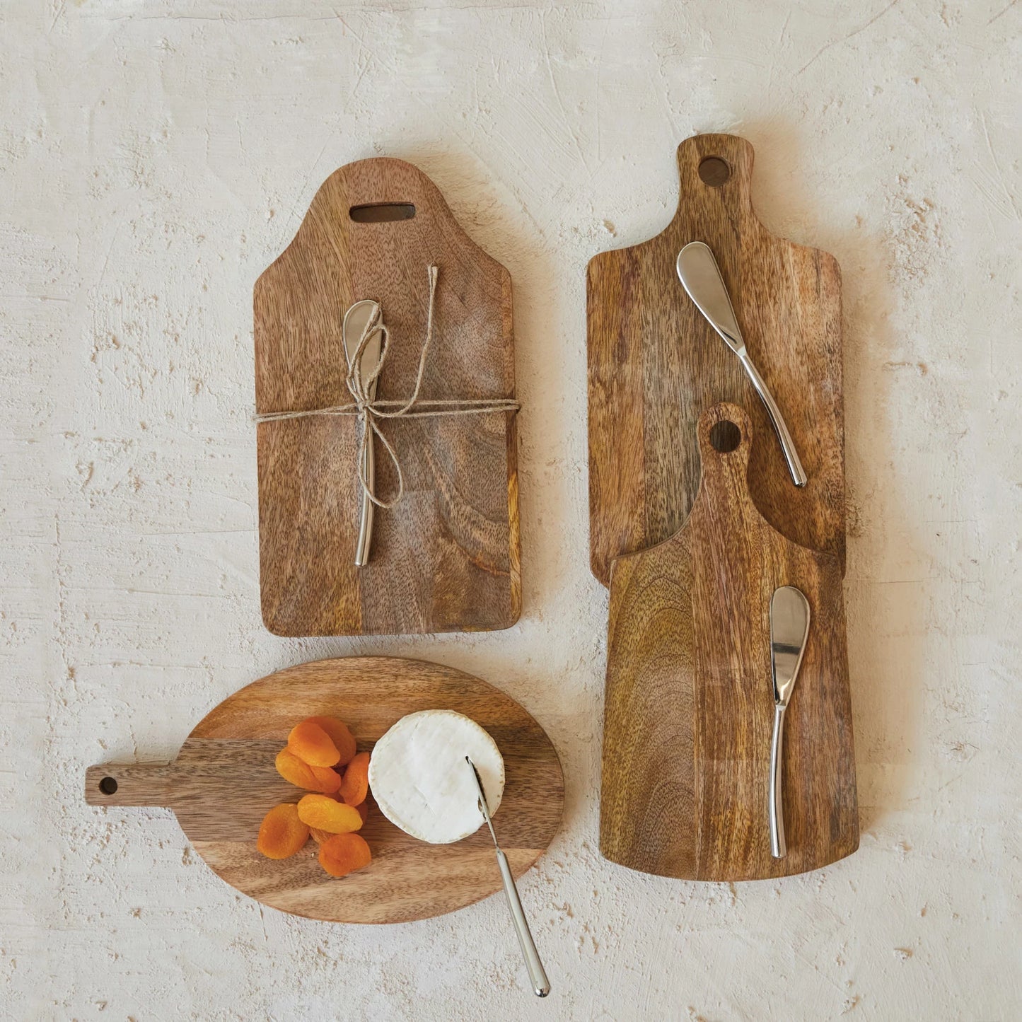 Mango Wood Cheese Board & Knife, 4 Styles