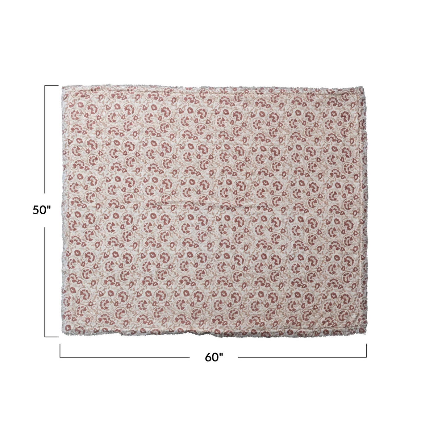 Woven Cotton Printed Throw w/ Sherpa Back, Pattern & Fringe