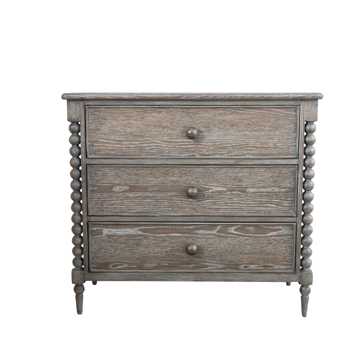 Rubberwood & Oak Wood Veneer Dresser with 3 Drawers, KD
