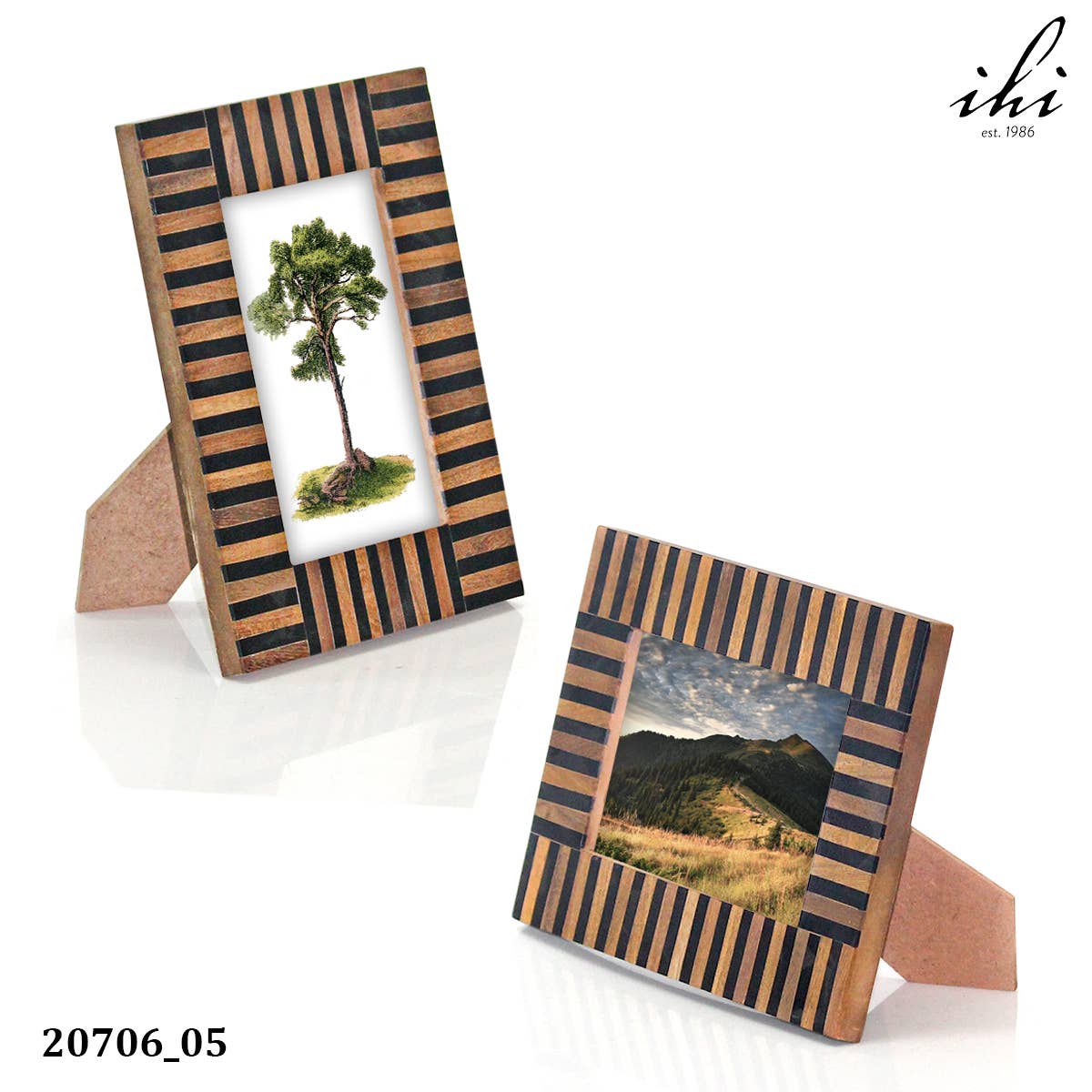 Ebony & Ivory Striped Wood Photo Frame, 5x7
