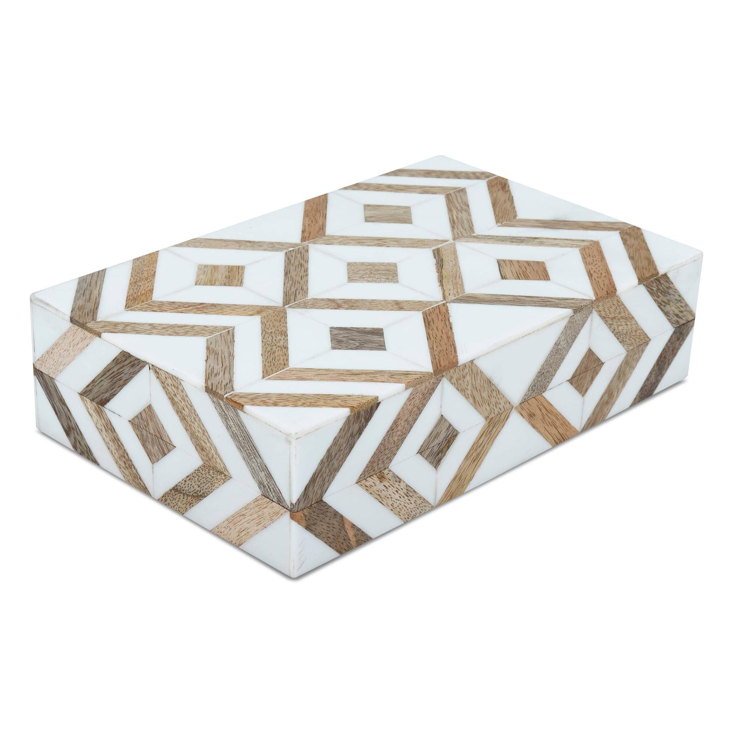 Decorative Box Marquet Array Brown & White 5 x 7 x 1.5 Inch: 5X7X1.5 inch