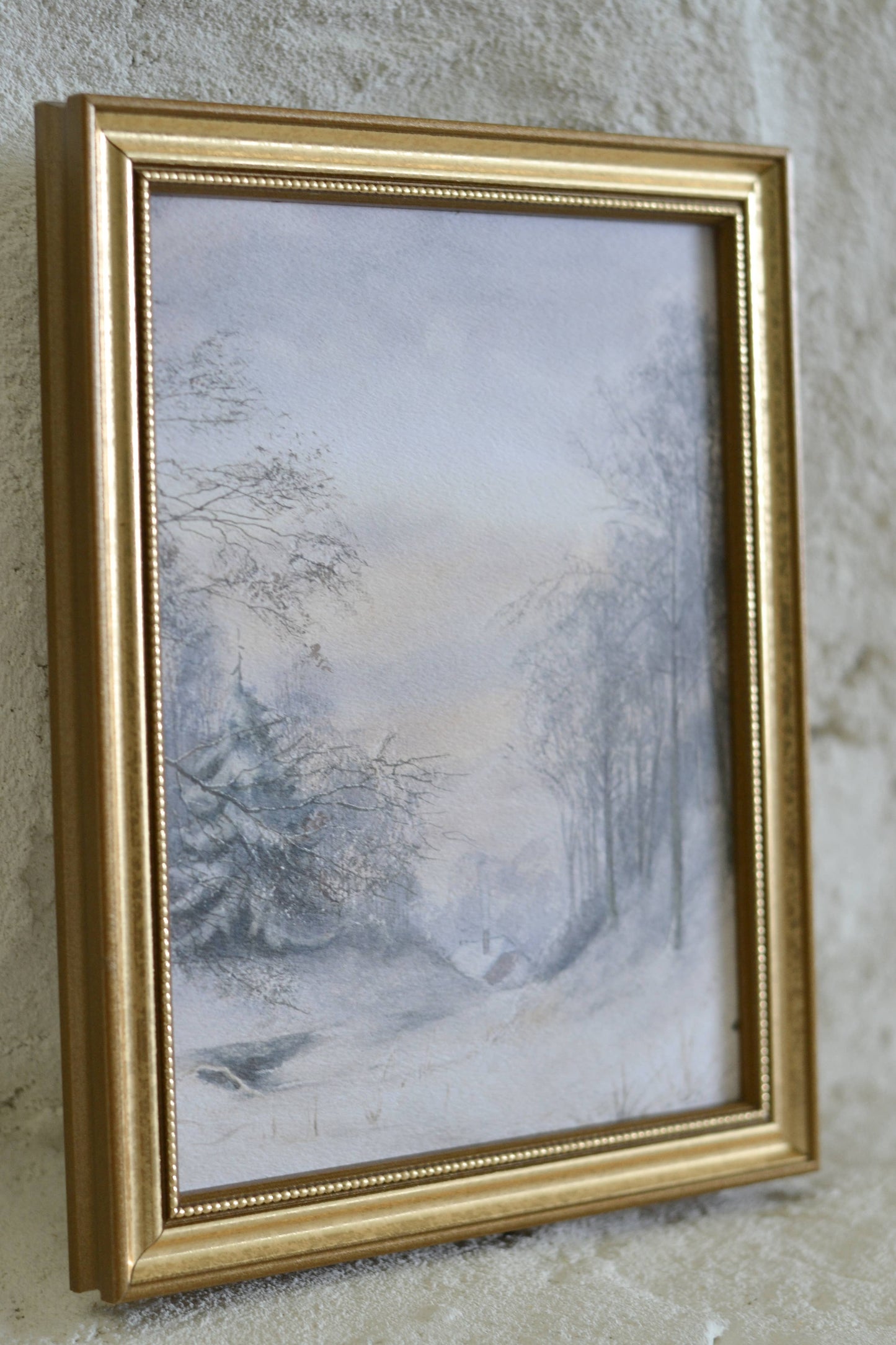 Winter Scene Artwork : Gold Frame / 8x10