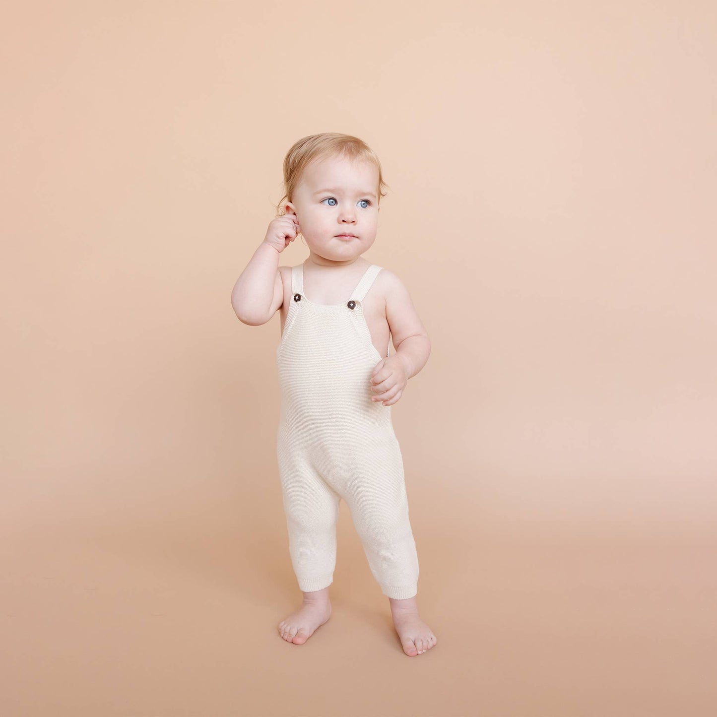 Cotton Overalls Cream Organic Baby: 3-6M