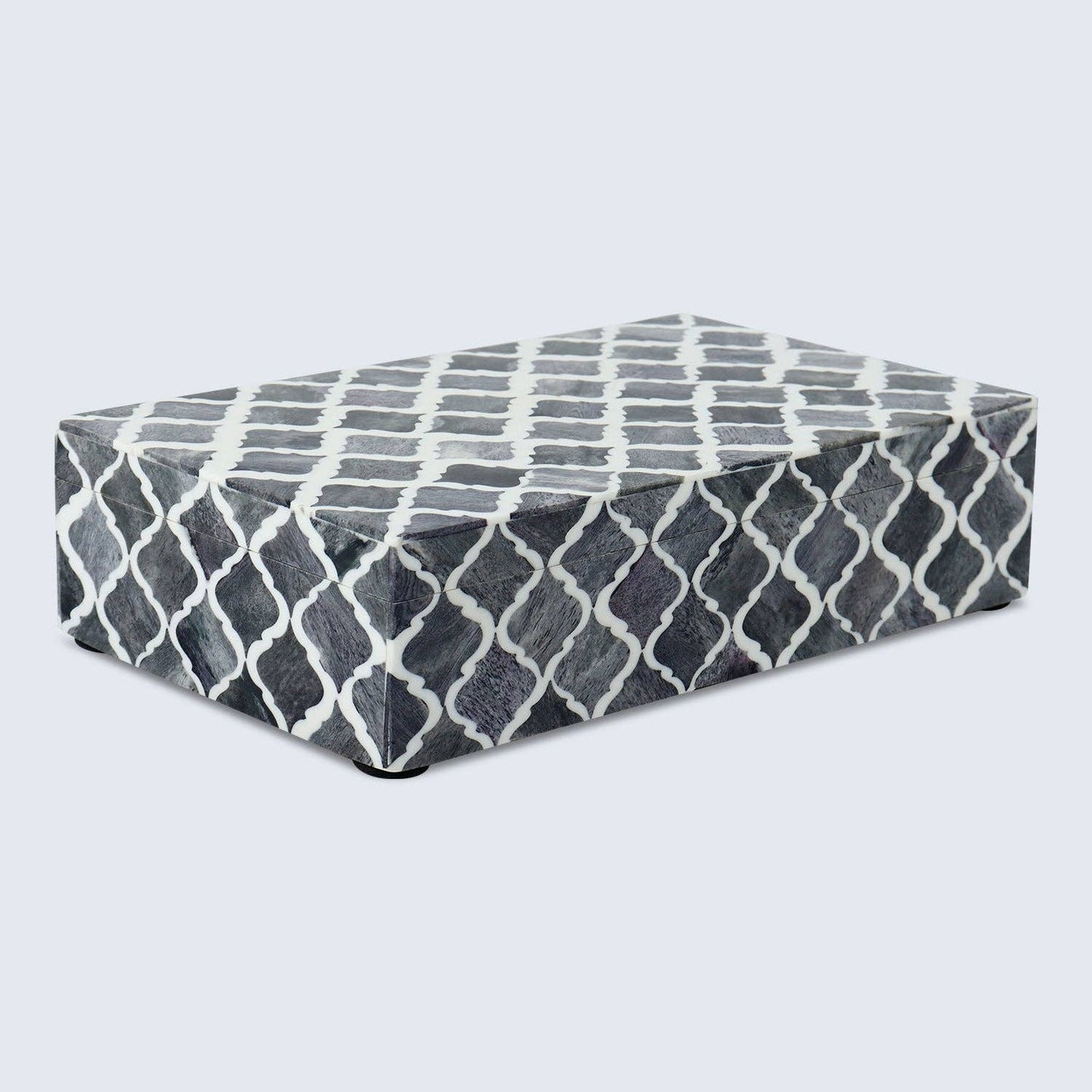 Decorative Box Moroccan Grey & White 10x6x2.5 Inch: Moroccan Grey