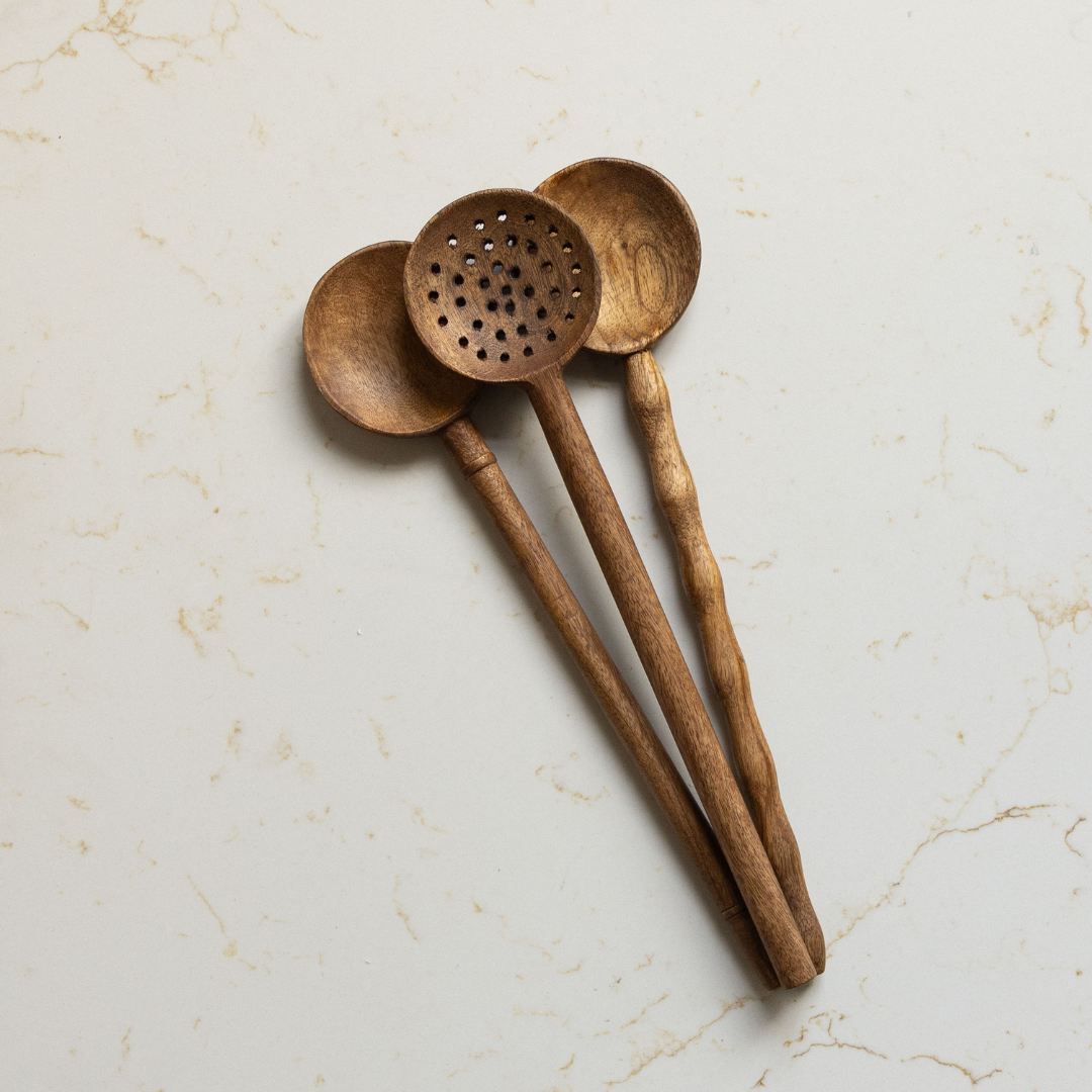 Mango Wood Kitchen Spoons: Slotted