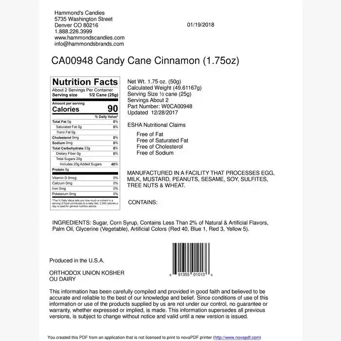 Hand-Spun Jumbo Candy Cane