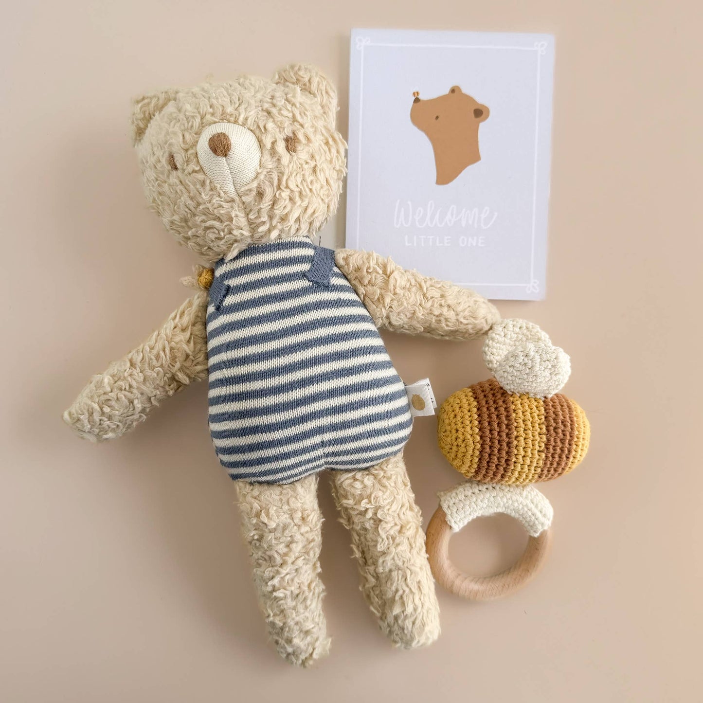 Bee Bear Greeting Card Welcome Baby