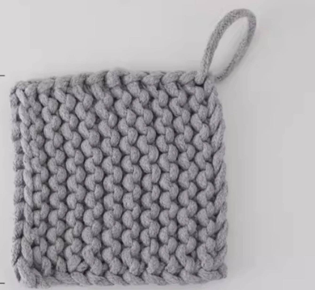 Cotton Crocheted Pot Holder: Grey Small