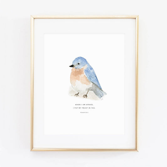 Psalm 56:3 bluebird scripture print