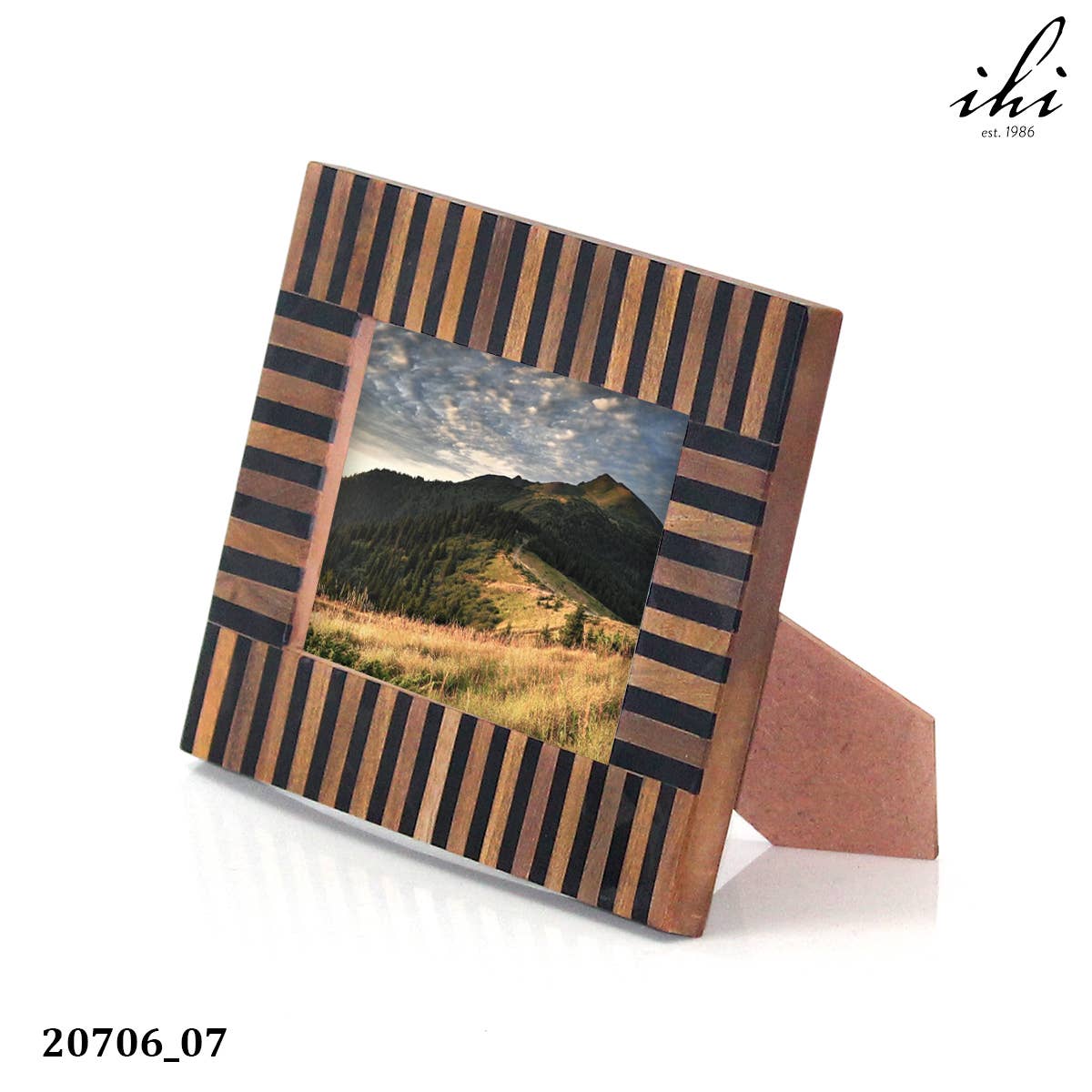 Ebony & Ivory Striped Wood Photo Frame, 5x7