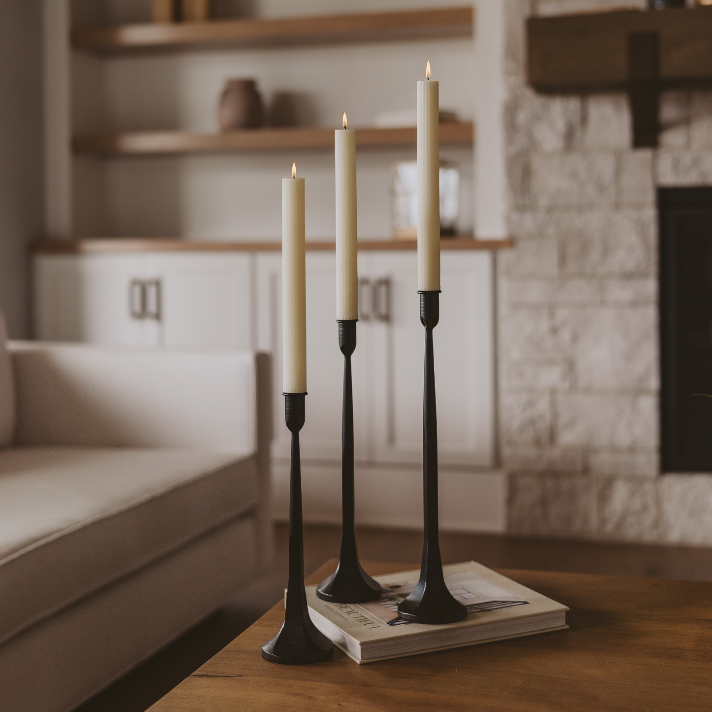 Cast Iron Taper Candle Holders, Set of 3