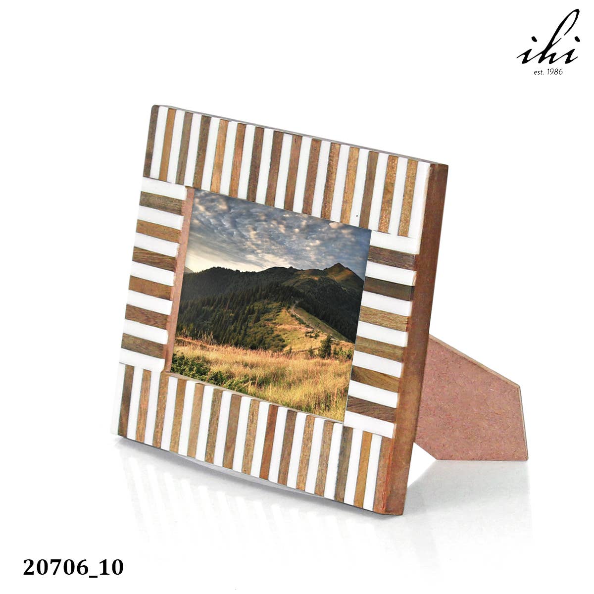 Ebony & Ivory Striped Wood Photo Frame, 5x7