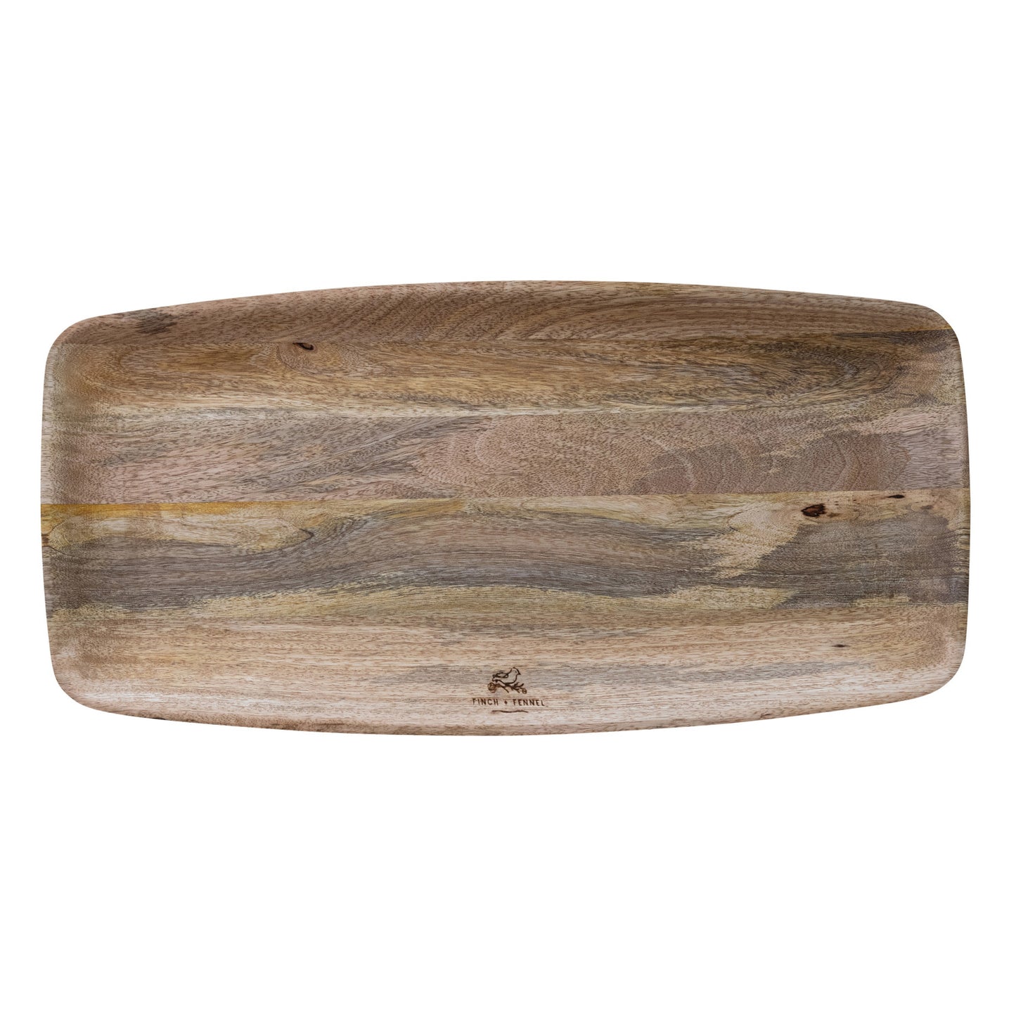 Mango Wood Cheese/Serving Board with "Finch + Fennel" Logo, Natural