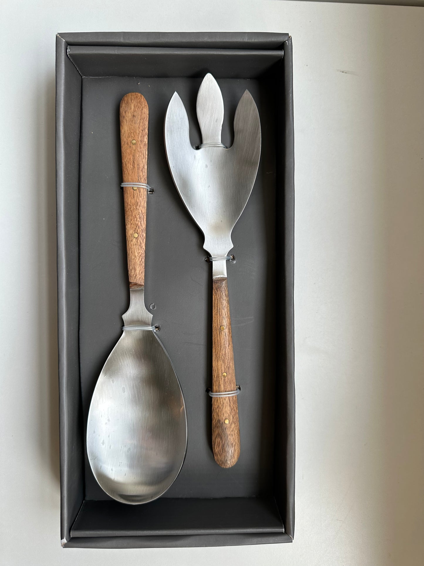 Set of 2 Salad Servers with Wood Handles