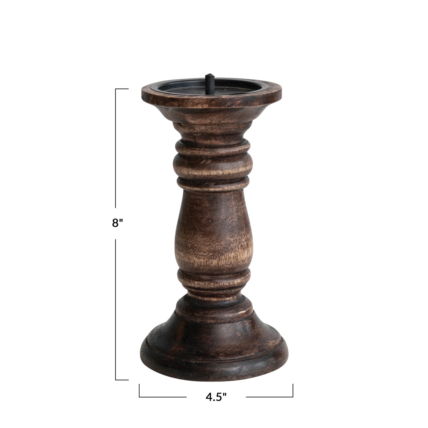 Hand-Carved Mango Wood Candle Holder