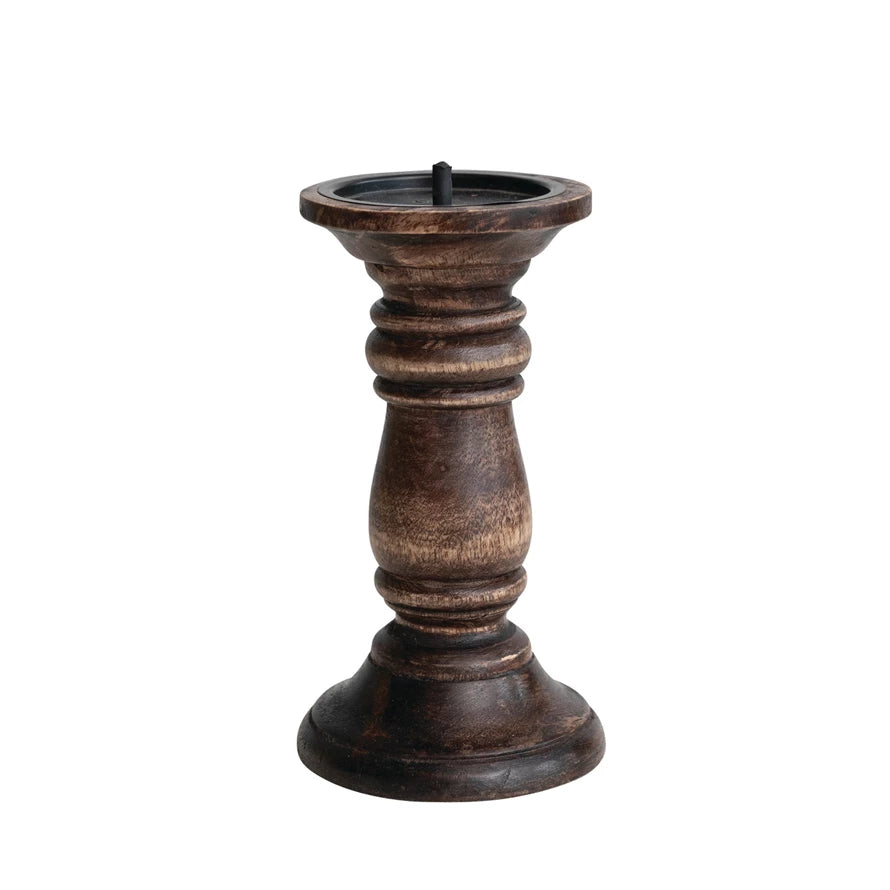 Hand-Carved Mango Wood Candle Holder