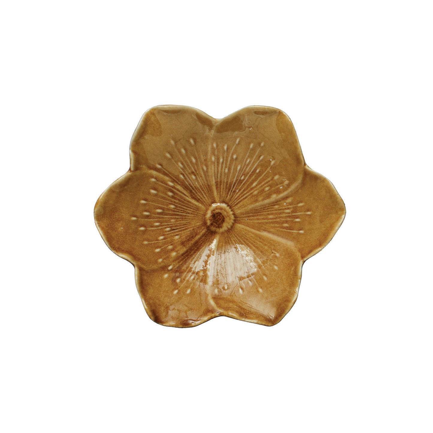 Round Stoneware Flower Plate