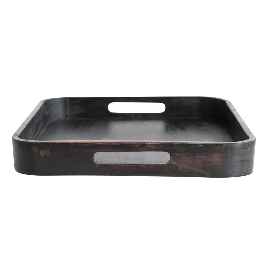Black Wood Tray w/ Handles