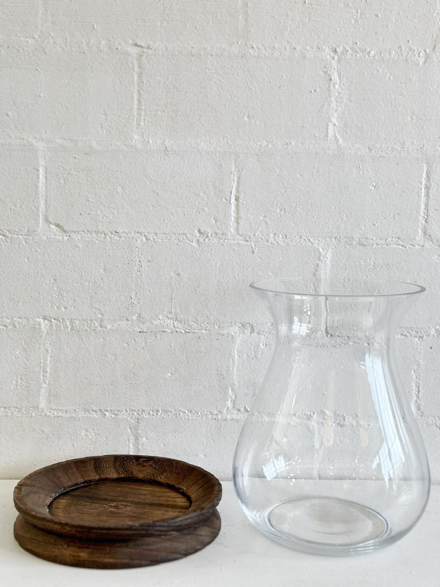 Candle Holder or Flower Vase with Wood Base