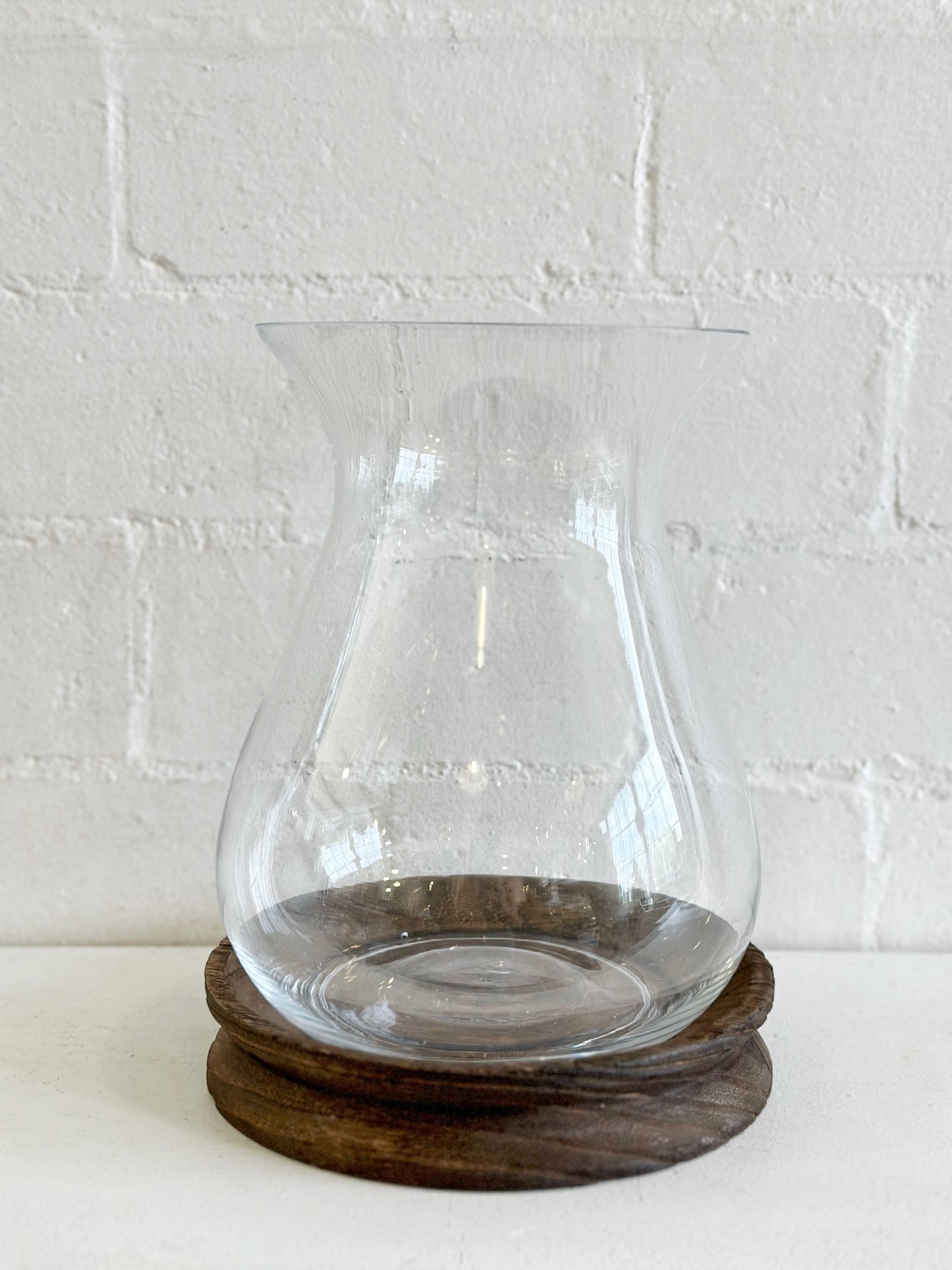 Candle Holder or Flower Vase with Wood Base