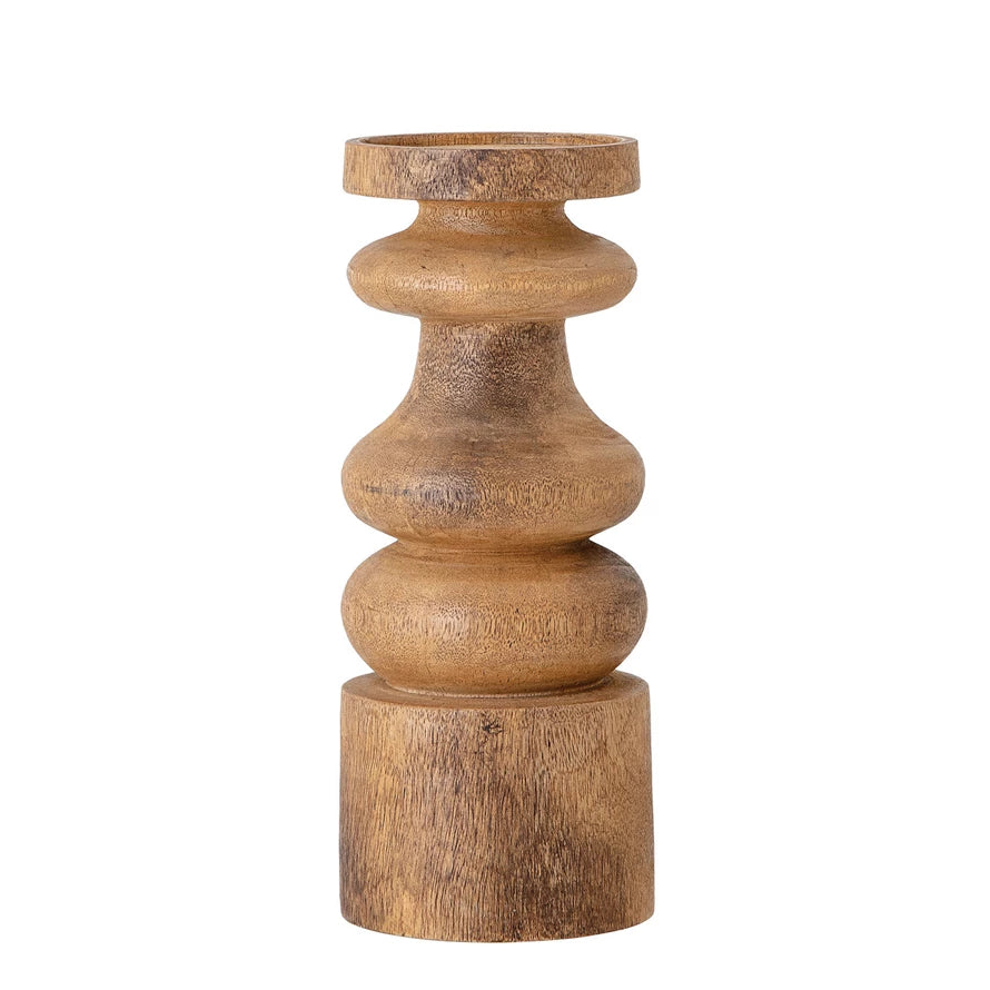 Carved Mango Wood Candle Holder