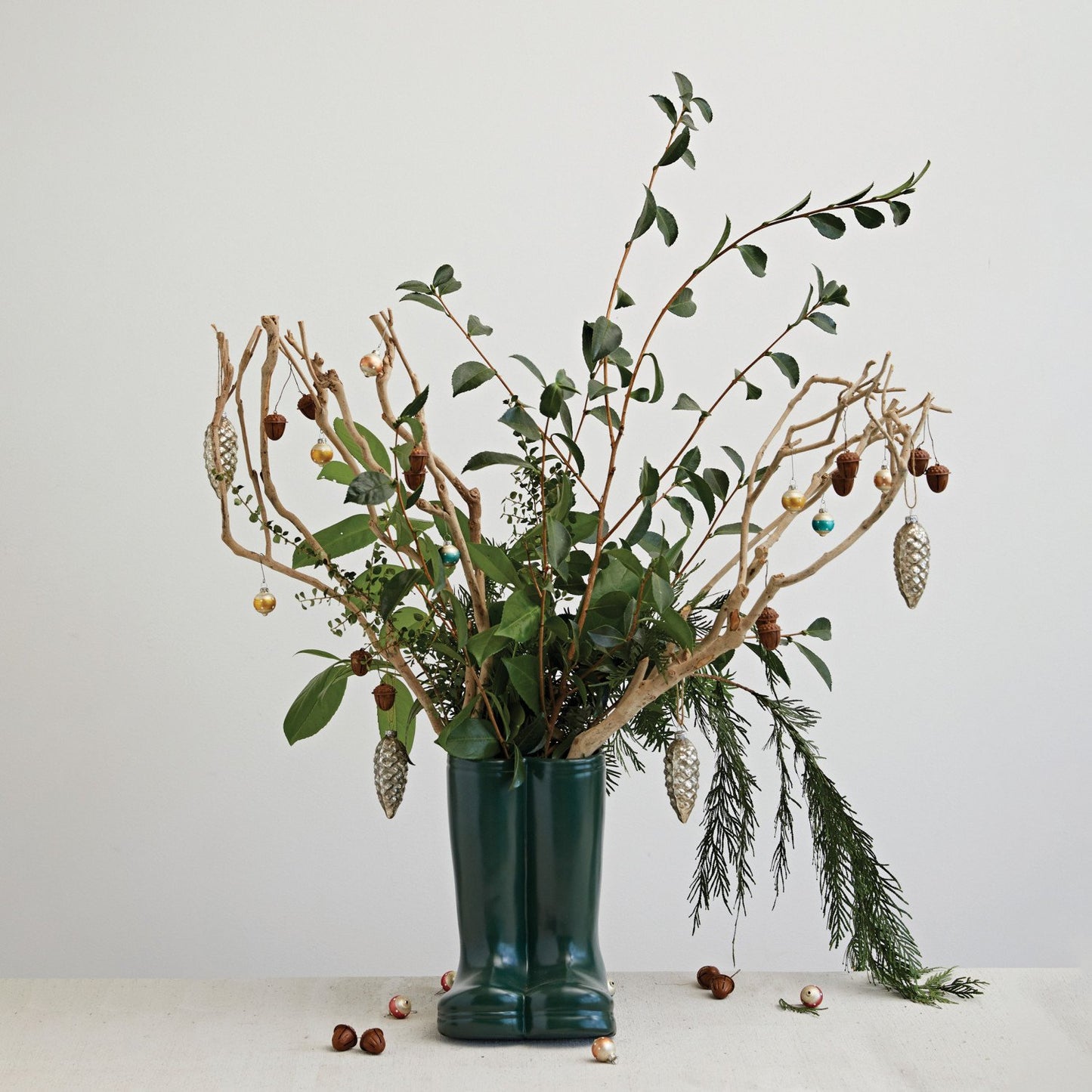 Stoneware Boot Vase, Green