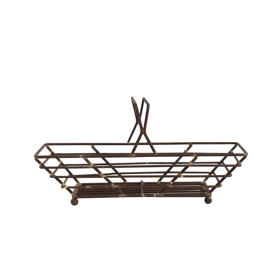 Decorative Metal Basket w/ Handles