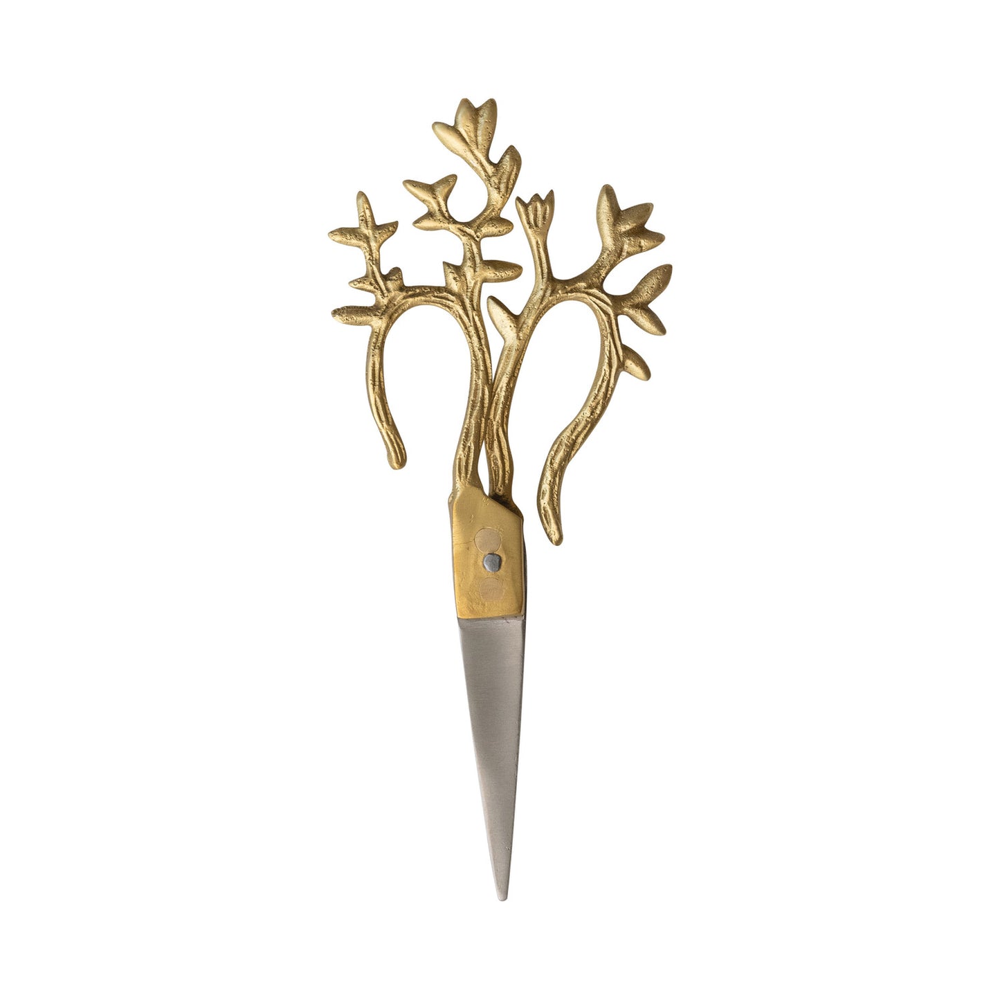 7"L x 3"W Brass & Stainless Steel Scissors with Vine Shaped Handles