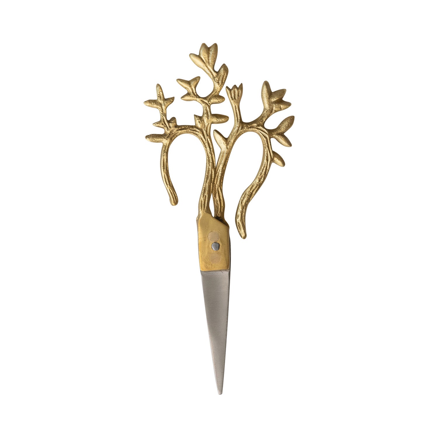 7"L x 3"W Brass & Stainless Steel Scissors with Vine Shaped Handles