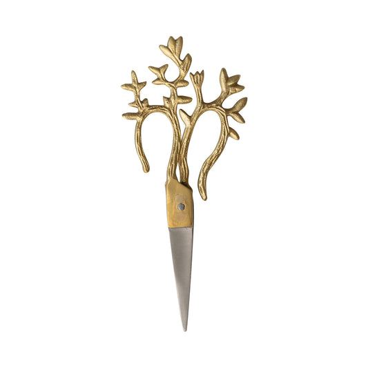 7"L x 3"W Brass & Stainless Steel Scissors with Vine Shaped Handles
