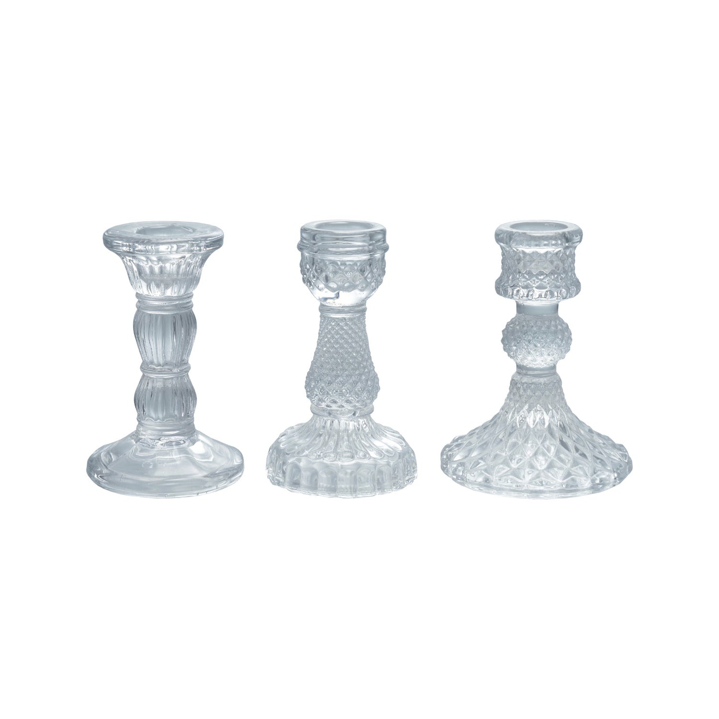 Pressed Glass Taper Holder, 3 Styles