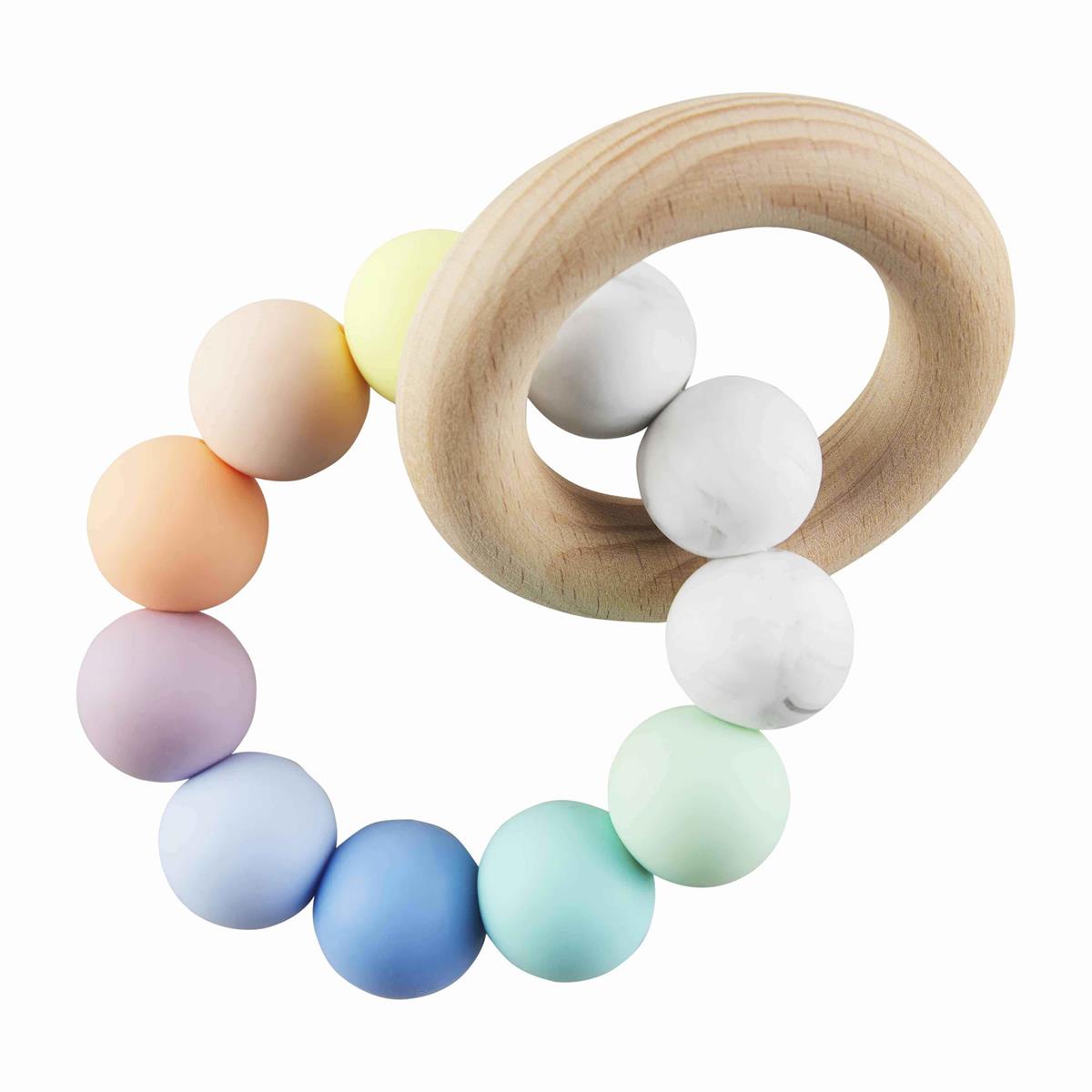 RAINBOW SILICONE WOOD TEETHER