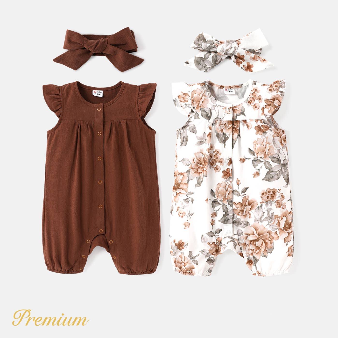 2pcs Baby Girl Allover Romper & Headband Set