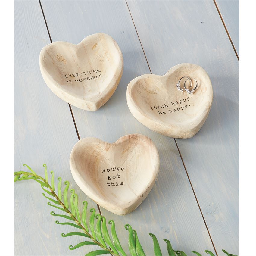 Wood Heart Trinket Dish