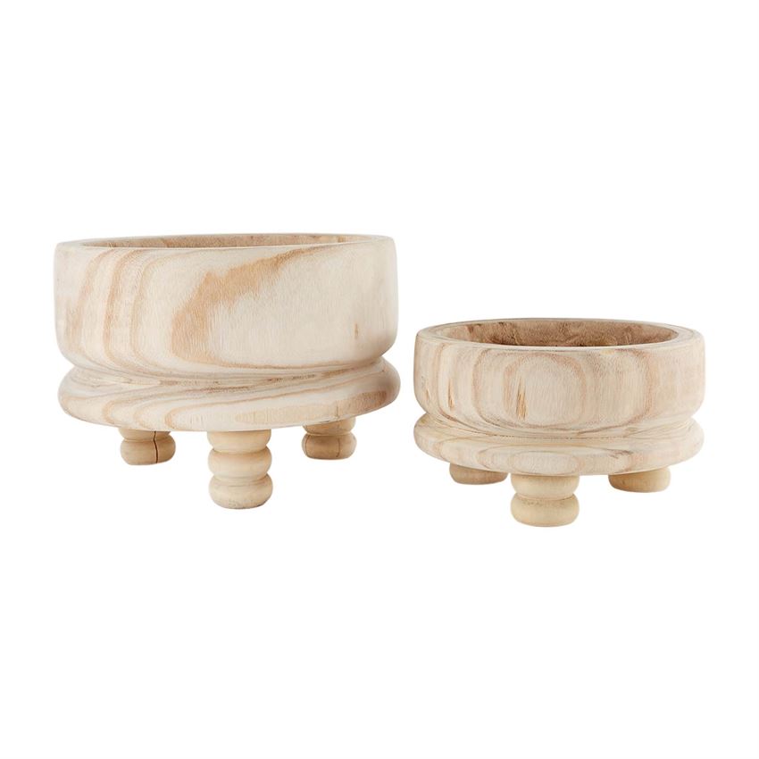 Footed paulownia wood bowl