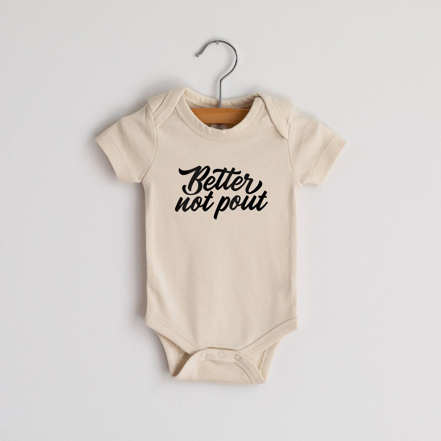 Long Sleeve Cream Better Not Pout Organic Baby Onesie Bodysuit
