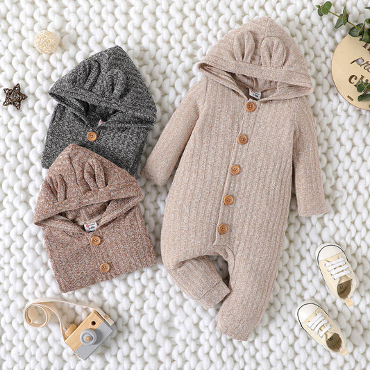 Baby Ears Hooded Button Down Jumpsuit