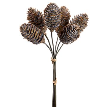 Flocked Plastic Pine Cone Bundle