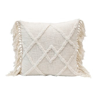 Square Cream Tufted Pillow