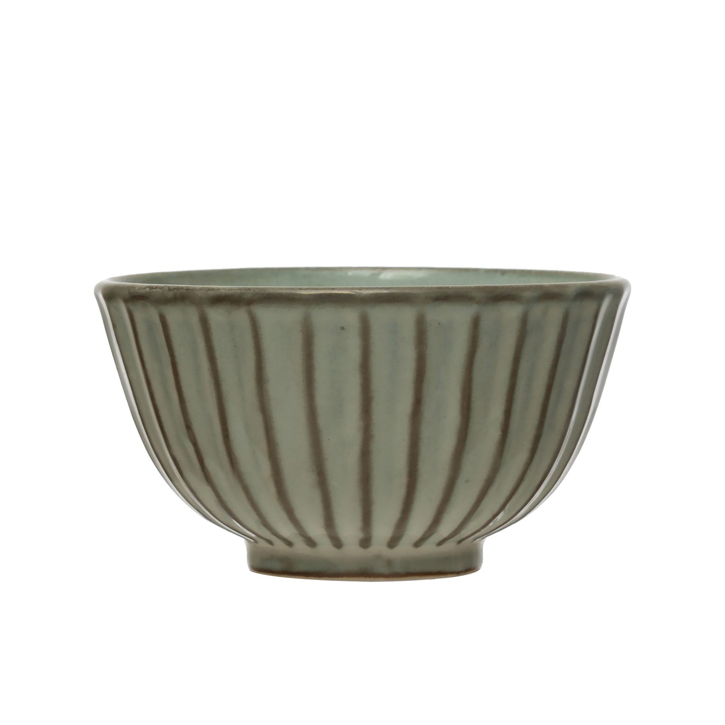 Stoneware Pleated Bowl, Reactive Glaze