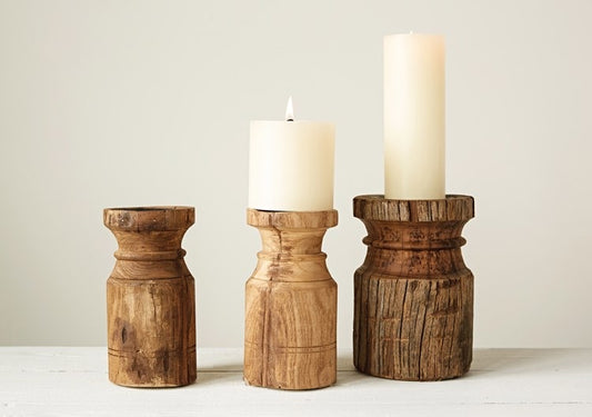 Wood Carved Candle Holder