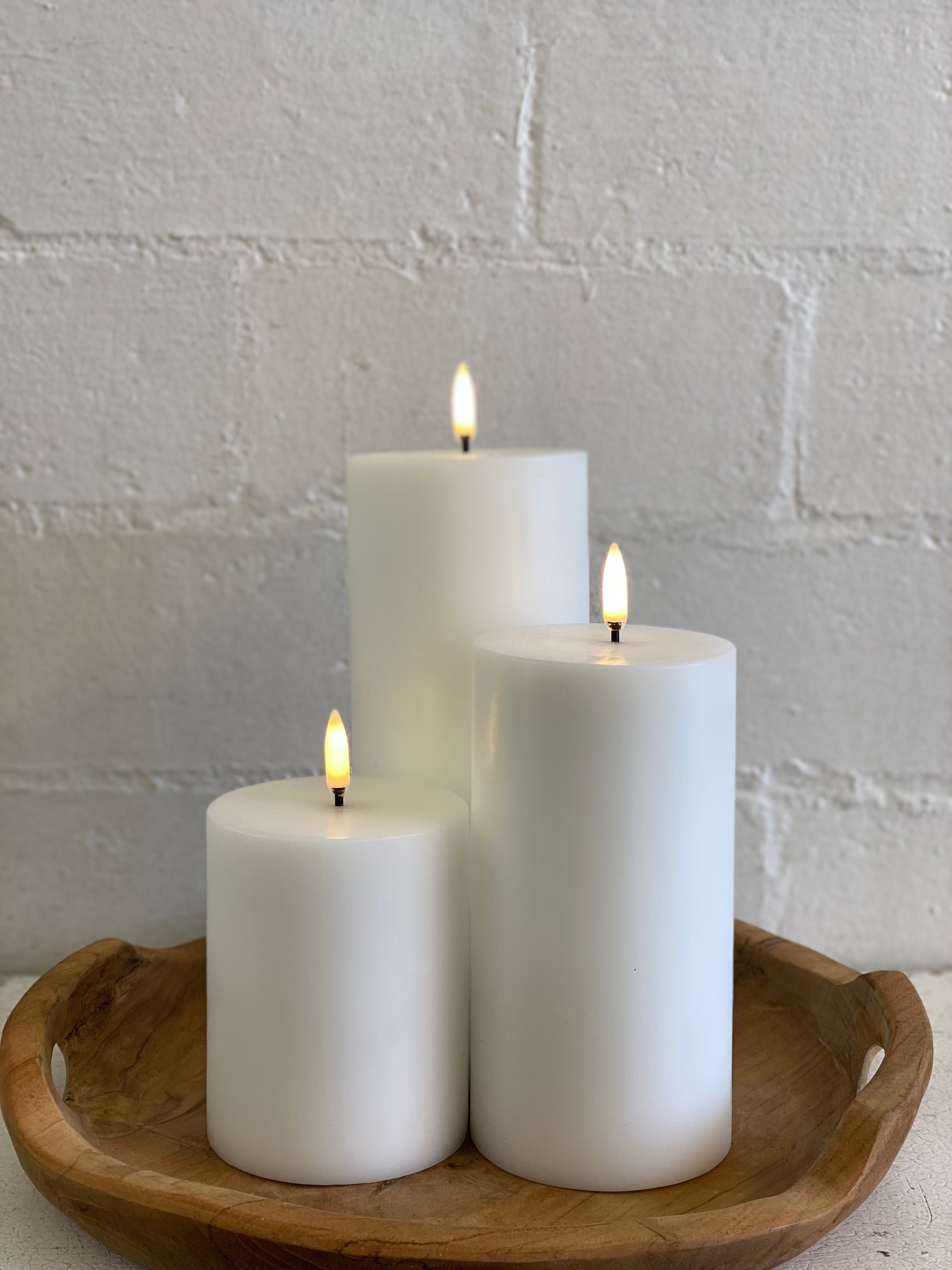 Dripped White Wax Pillar Candle - Flameless – GC Country Store