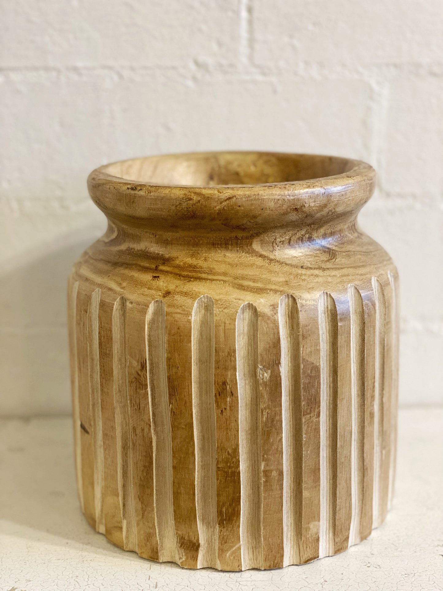 CARVED WOOD VASE